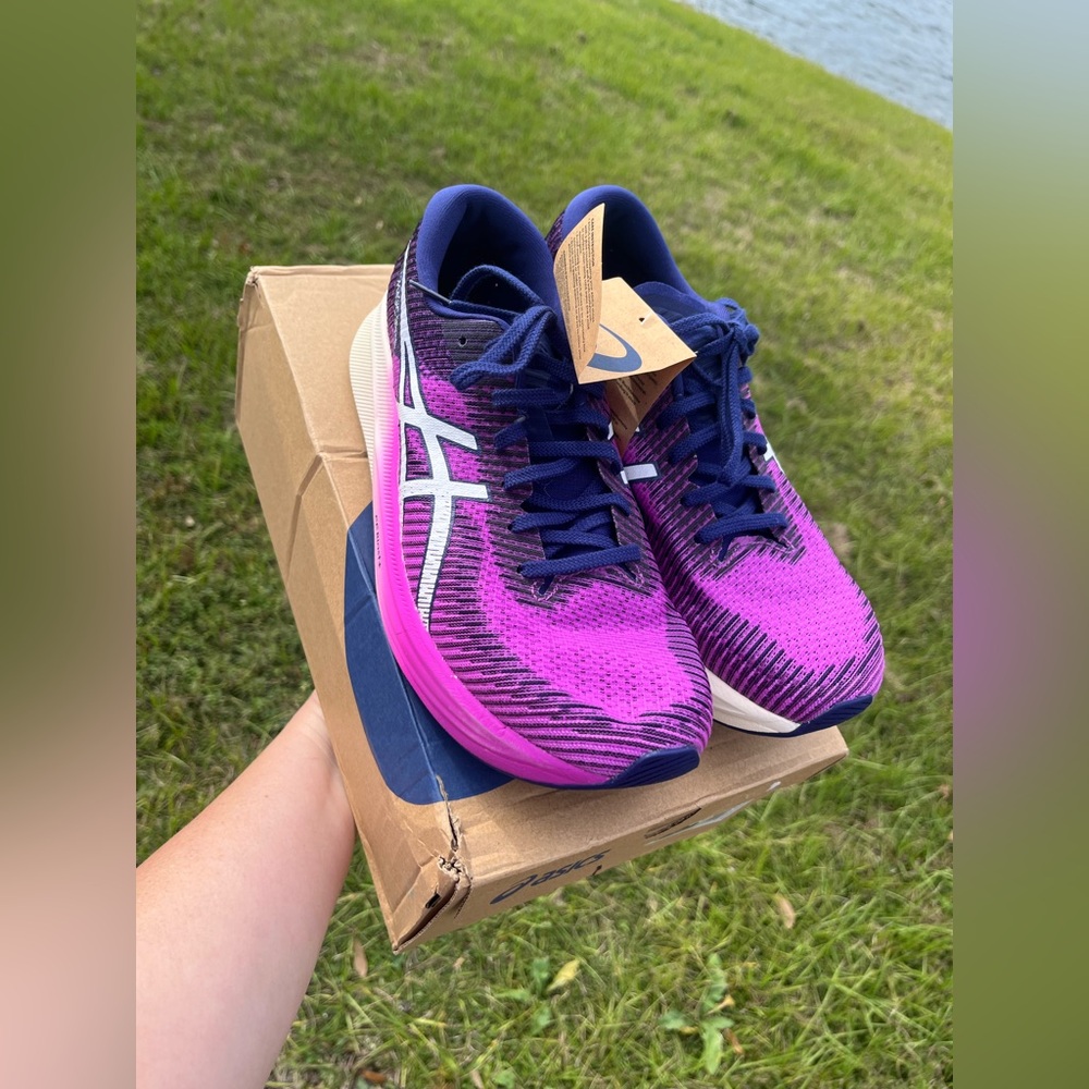 Asics Women's Purple Navy Pink Gradient Running Shoes - Picture 8 of 9